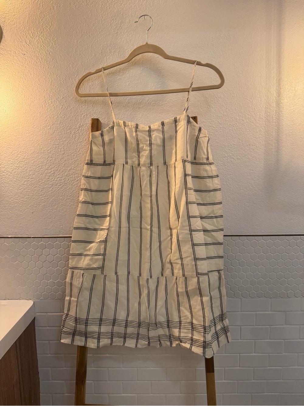 J. Crew Cream and Black Striped Cotton Mini Dress NWT